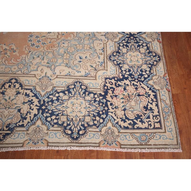 Vintage Distressed Kerman Persian Vintage Rug Handmade Wool Carpet - 9'8"x 12'6"