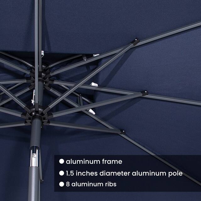 VredHom 9 x 5 Ft Outdoor Rectangular Market Umbrella with Double Top
