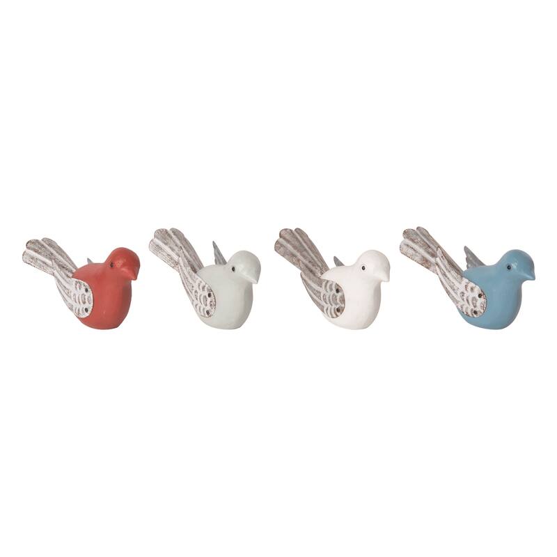 Transpac Resin Rustic Bird Decor Set of 4 Spring Home Decorations