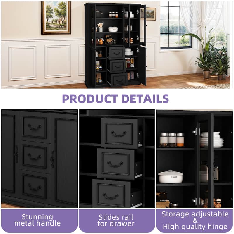 Moasis Bookcase Display Cabinet w/Glass Doors