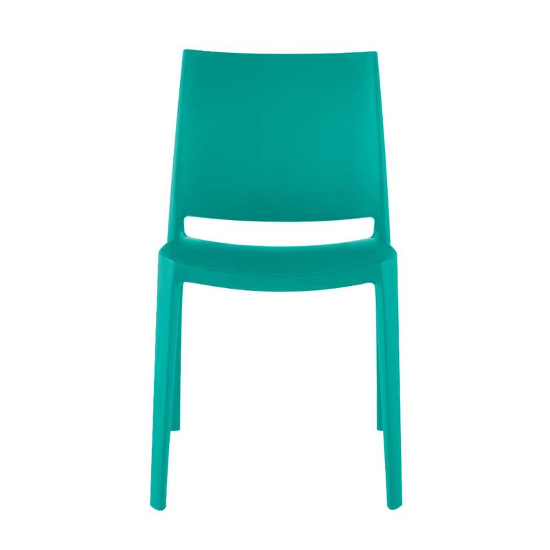 Set of Four Turquoise Heavy Duty Plastic Outdoor Stacking Dining Chairs
