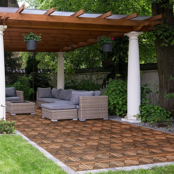 Costway 11 Pcs 12 X Interlocking Wood Deck Tiles Patio Interlocking Wood Deck Tiles Patio