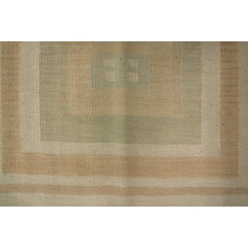 Hand Woven Oriental 100% Wool Carpet Southwestern Modern Beige & Ivories Kilim Area Rug - 5' 9'' X 4' 2''