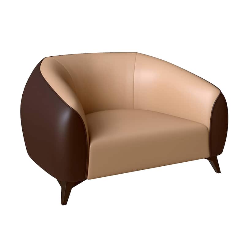 Single-Seater Sofa Armchair Upholstered in Vegan Leather with Metal Legs Opula Series by LeisureMod - Brown