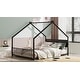 preview thumbnail 29 of 34, Twin Size Kids' House Bed Frame with Canopy, Built-In Multi-Color LED Lights, Sturdy Metal Slats, Low-Profile Design