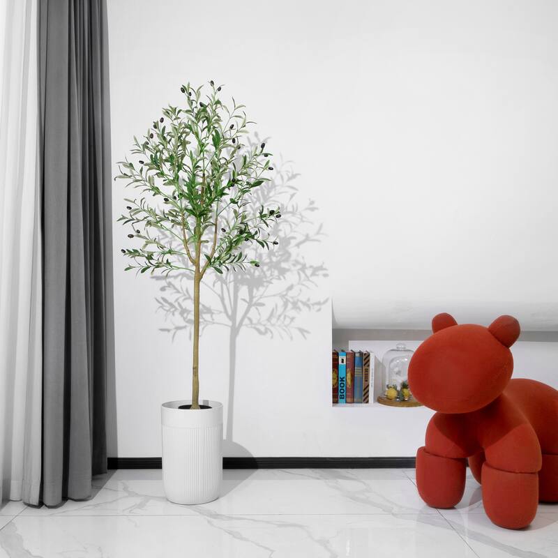Artificial Olive Tree Indoor, 7FT Tall Fake Plants for Office Decor