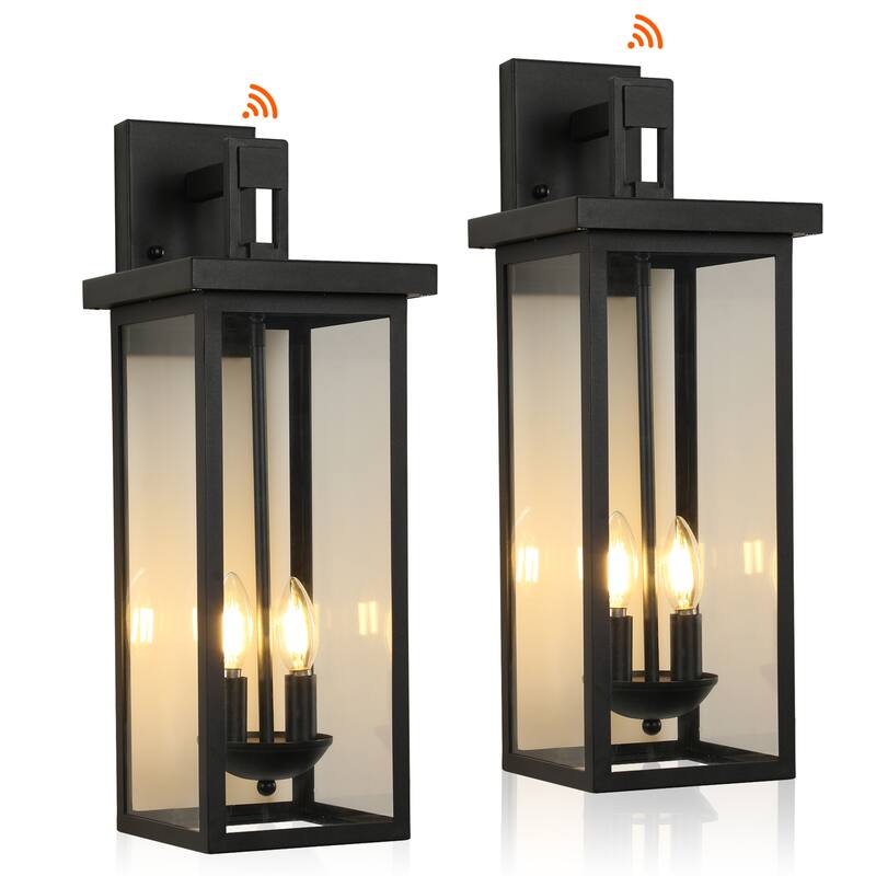 22" Outdoor Wall Lantern with Dusk-Dawn Sensor - 2-Light
