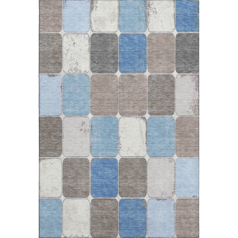 Premium Washable Super Soft Modern Blocks Mayfield Rug