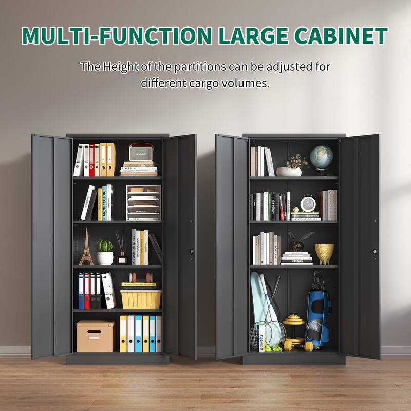 Modern Filing Cabinet, Metal Garage Storage Cabinet with Doors and 4 Shelves, for Home Office, Classroom/Pantry
