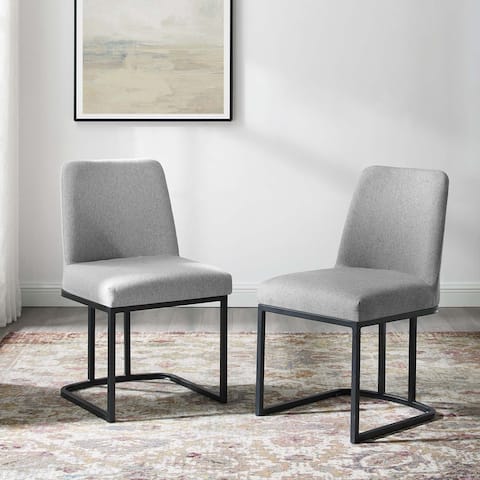 Amplify Sled Base Upholstered Fabric Dining Chairs - Set of 2 - N/A