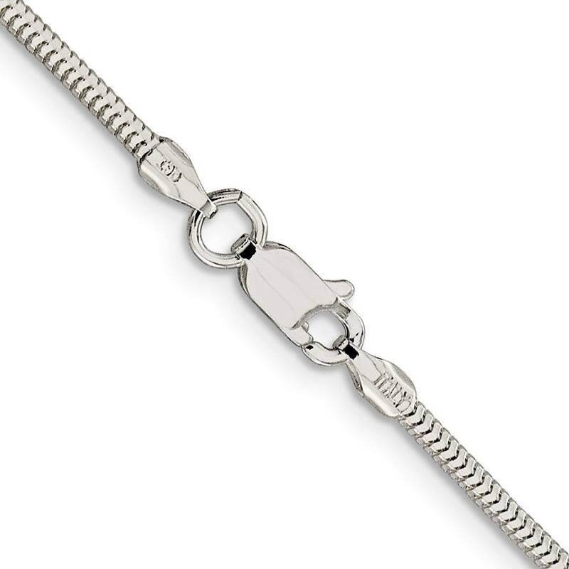 Curata 925 Sterling Silver 1.95mm Diamond Cut Snake Chain Necklace