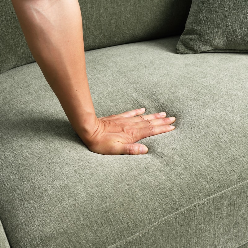 Furniture of America Lurek Mid Century Modern Chenille Sectional Sofa with Chaise.