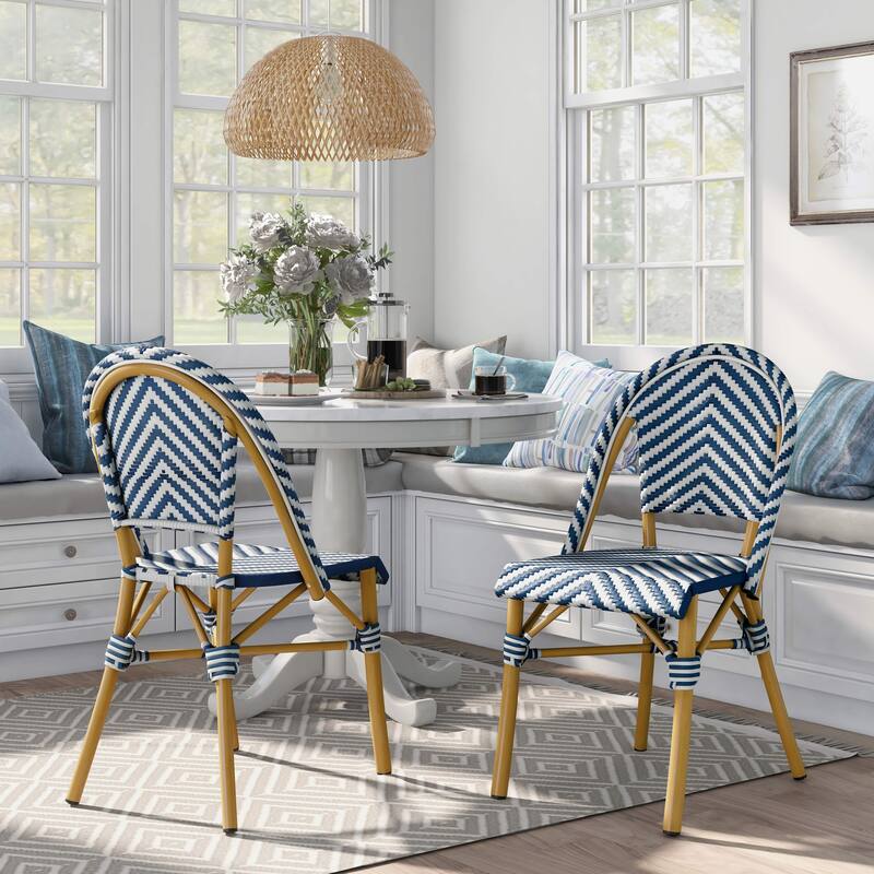 Irene French Chevron Wicker Patio Dining Chairs by Furniture of America