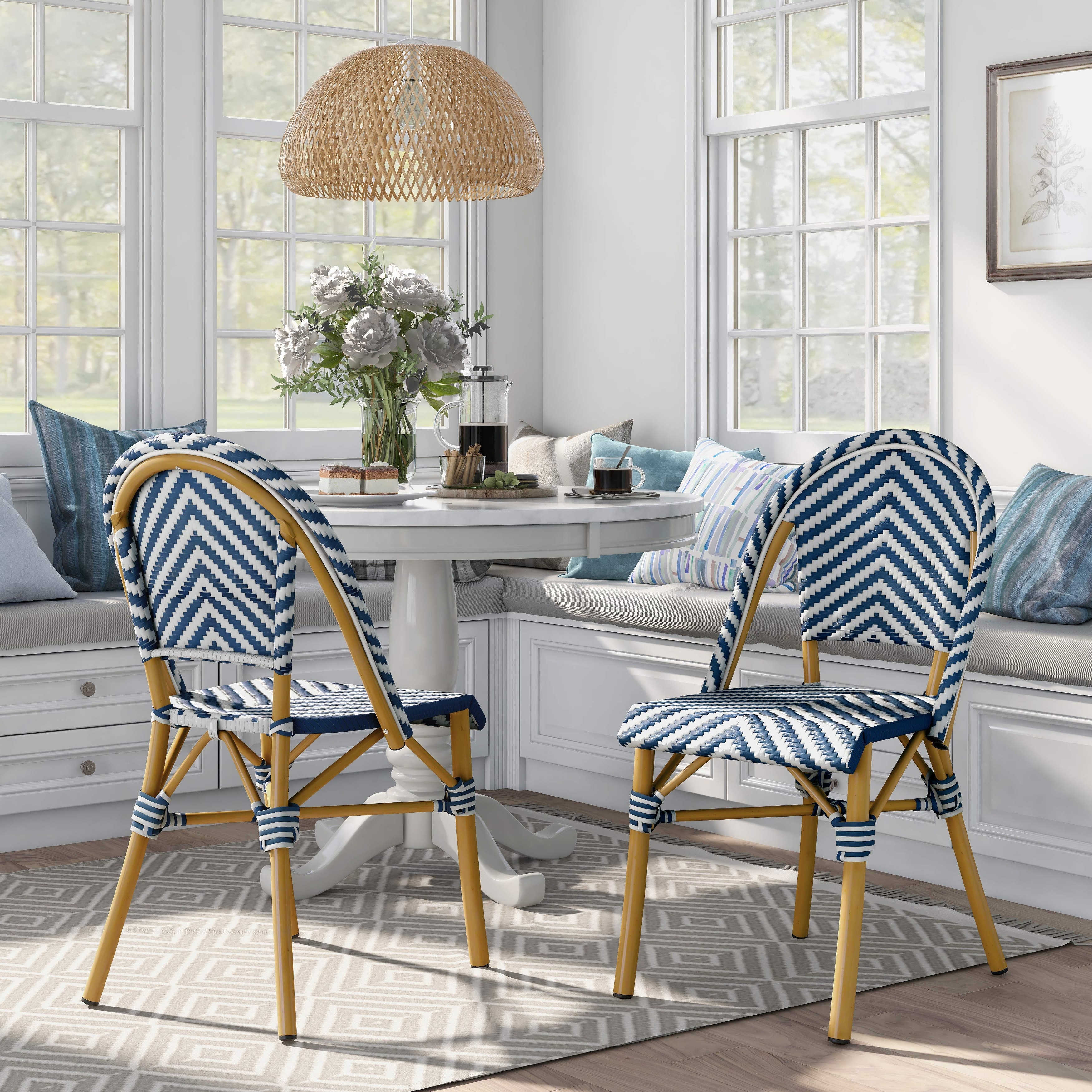 Furniture of America Irene French Chevron Wicker Patio Dining Chairs