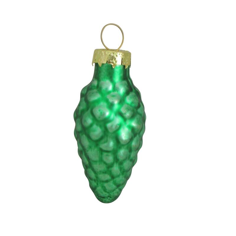 Shiny Finish Glass Christmas Pinecone Ornaments 1.75" 45mm Green 56Ct