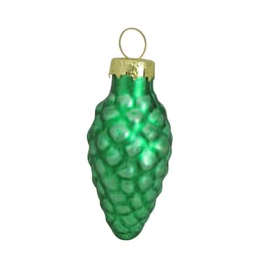 Shiny Finish Glass Christmas Pinecone Ornaments 1.75" 45mm Green 56Ct