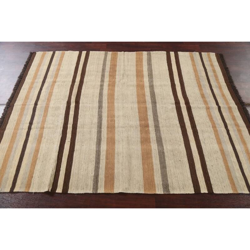 Natural Dye Kilim Oriental Wool Area Rug Flat-weave Home Decor Carpet - 4'8" x 6'4"