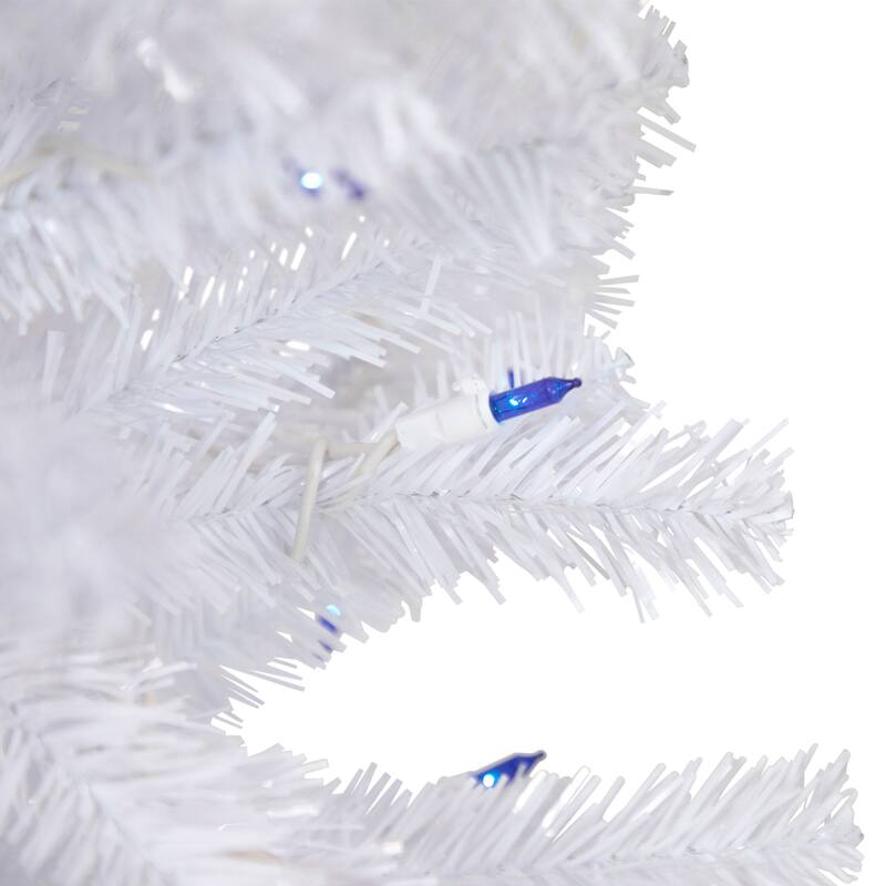 4' Woodbury White Pine Slim Artificial Christmas Tree, Blue Lights - 4 Foot