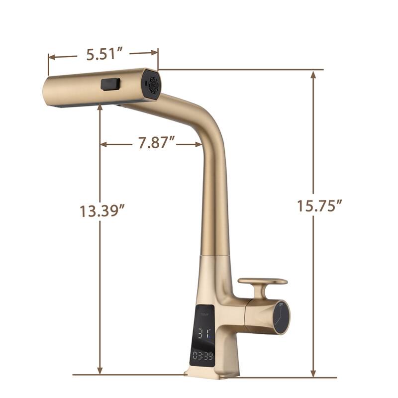 Waterfall Kitchen Faucet w/Temperature Display,Single Handle Faucet