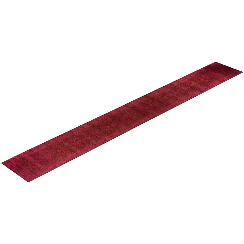 Overdyed, One-of-a-Kind Hand-Knotted Area Rug - Pink - 2' 7" x 20' 2"