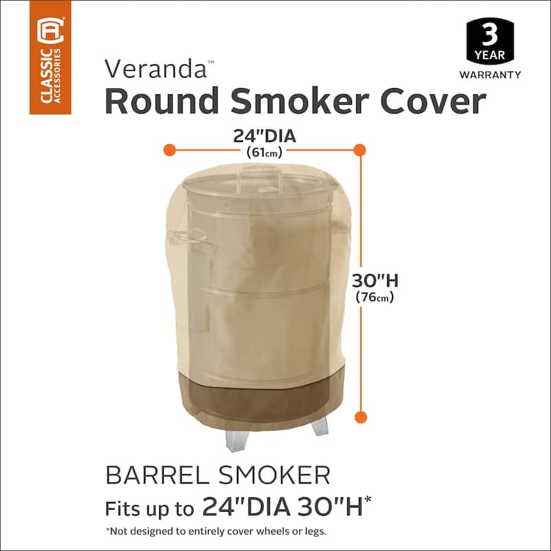 Classic Accessories Veranda Water-Resistant 24 Inch Round Barrel Smoker Cover