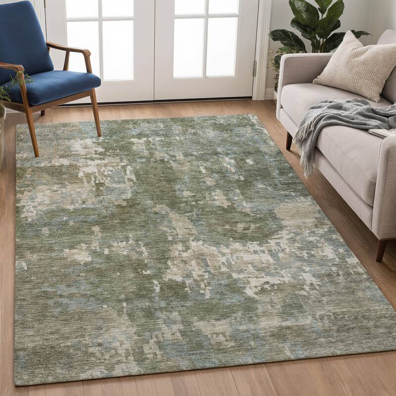 Machine Washable Indoor/ Outdoor Ombre Abstract Chantille Rug