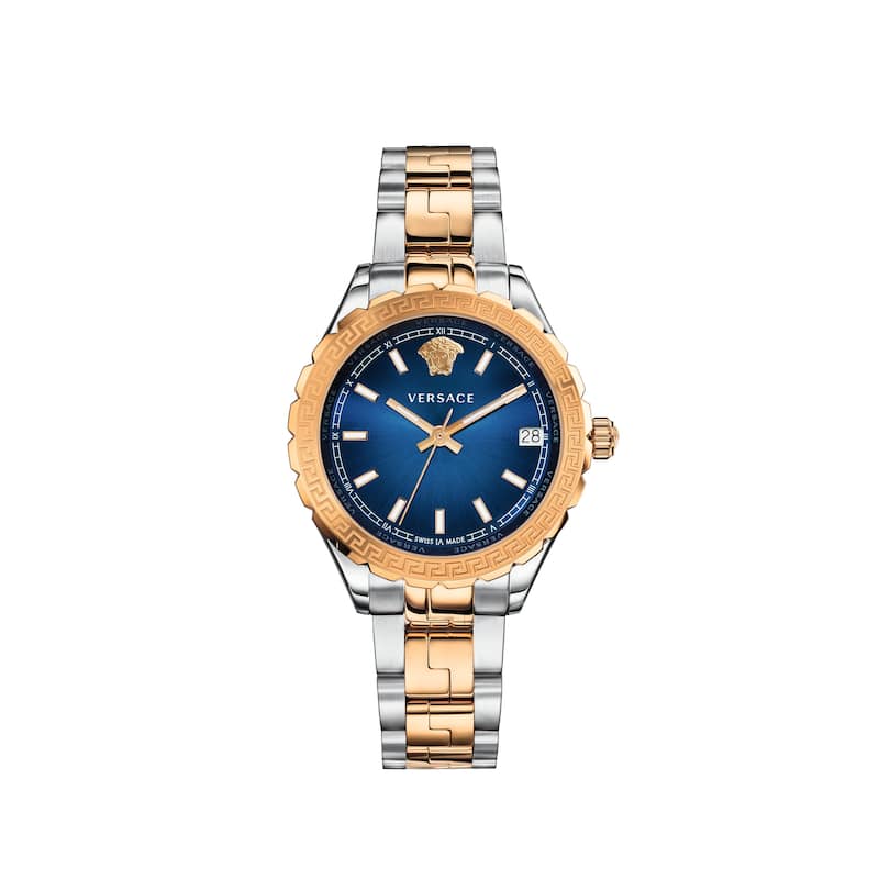 Versace Women's Hellenyium 35mm Blue Dial Stainless Steel Quartz Watch - Two-Tone - One Size