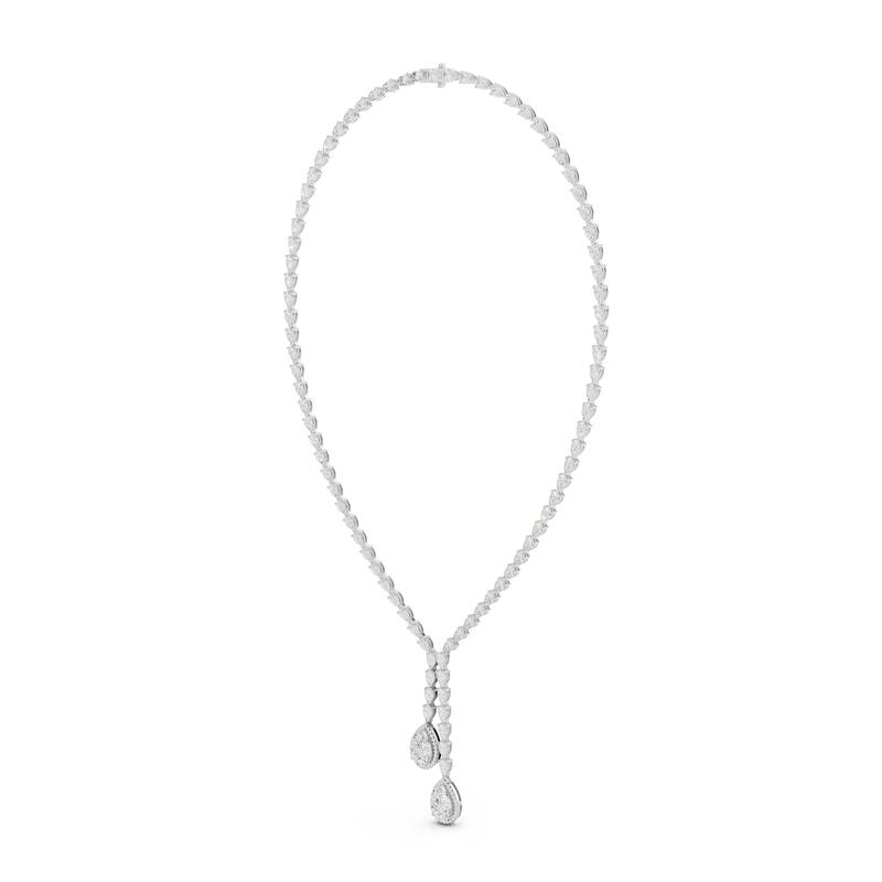 Auriya 14K Gold Lab Grown Diamond Pear Halo Lined Double Lariat Necklace 27 2/5 ct. tw. (F-G VS)