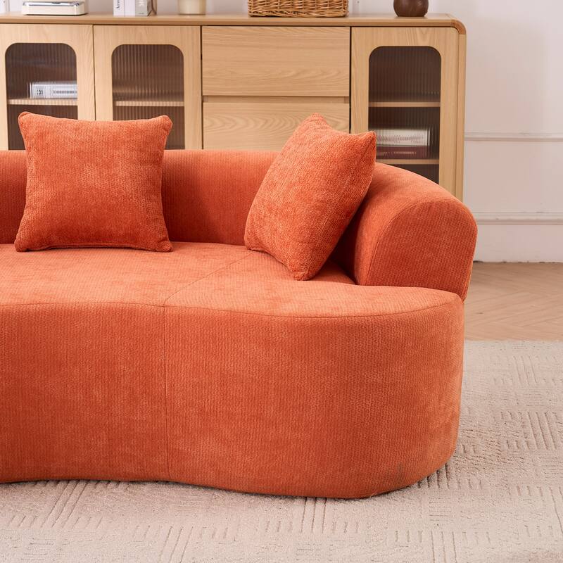 GDFStudio - Modern Crescent-Shaped Chenille 79" 3-Seater Sofa