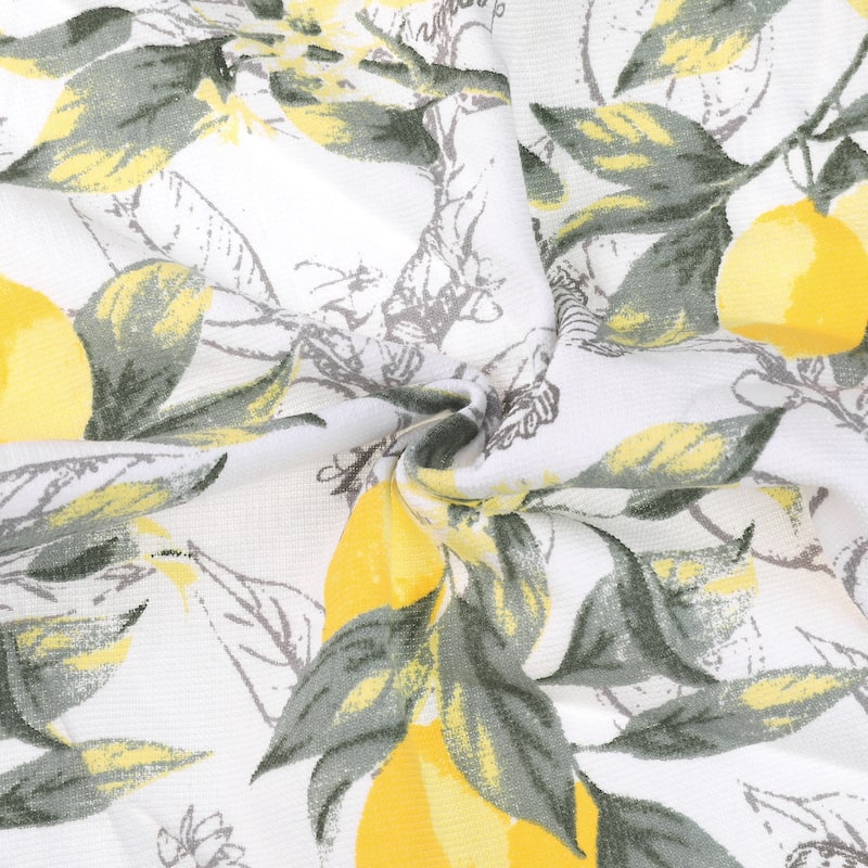 Premium Cotton Kitchen Towels, Thick and Large, Animal and Floral Printed Design Towels - Lemon