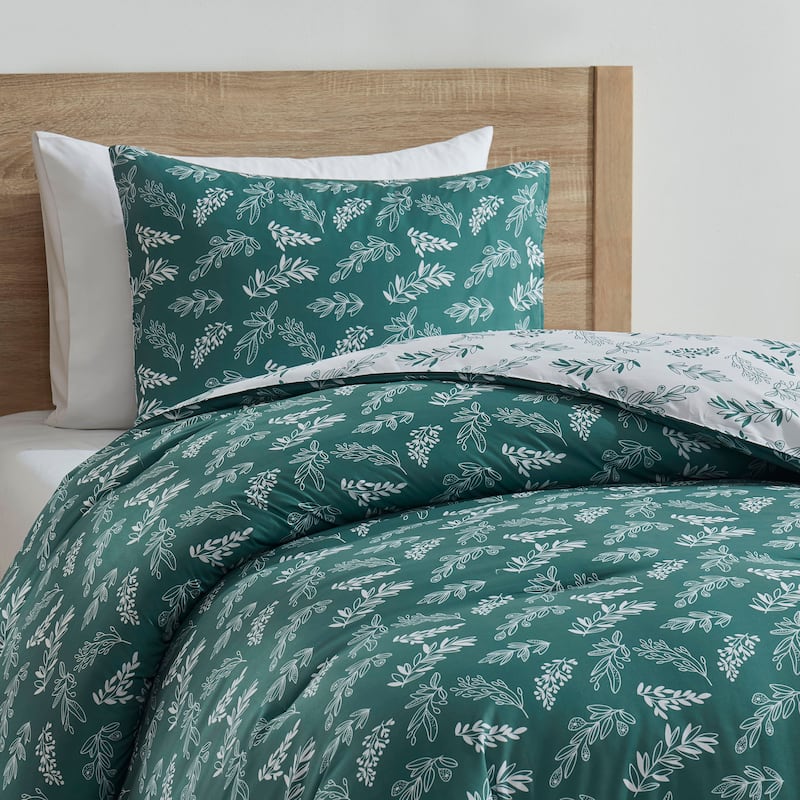 Empyrean 3PC Reversible Botanical Printed Comforter Bedding Set