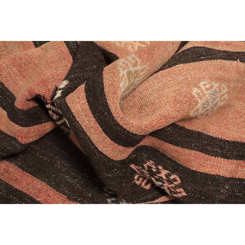 Hand Woven Oriental 100% Wool Carpet Southwestern Tribal Oranges & Rust Kilim Area Rug - 11' 6'' X 5' 11''