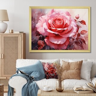 Designart "Infinite Pink Rose" Abstract Spirals Framed Wall Art Living ...