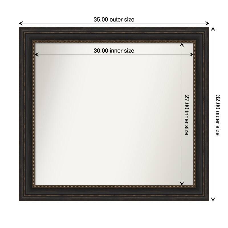 Accent Bronze Framed Non-Beveled Custom Wall Mirror, Bathroom Vanity Mirror - Outer Size: 35 x 32