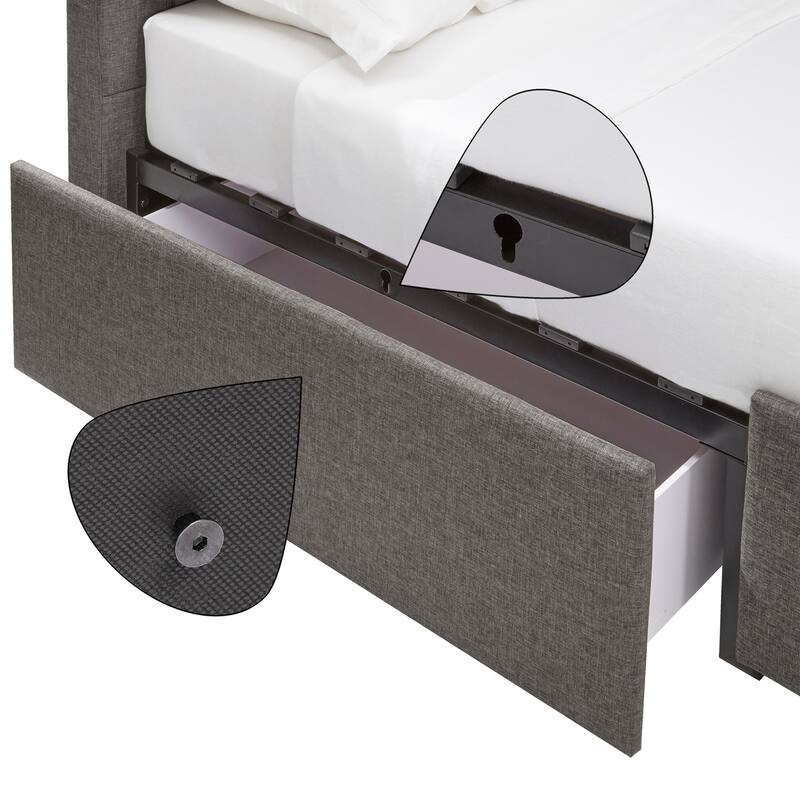 Arlert Grey Linen 4-drawer Storage Platform Bed by iNSPIRE Q Modern