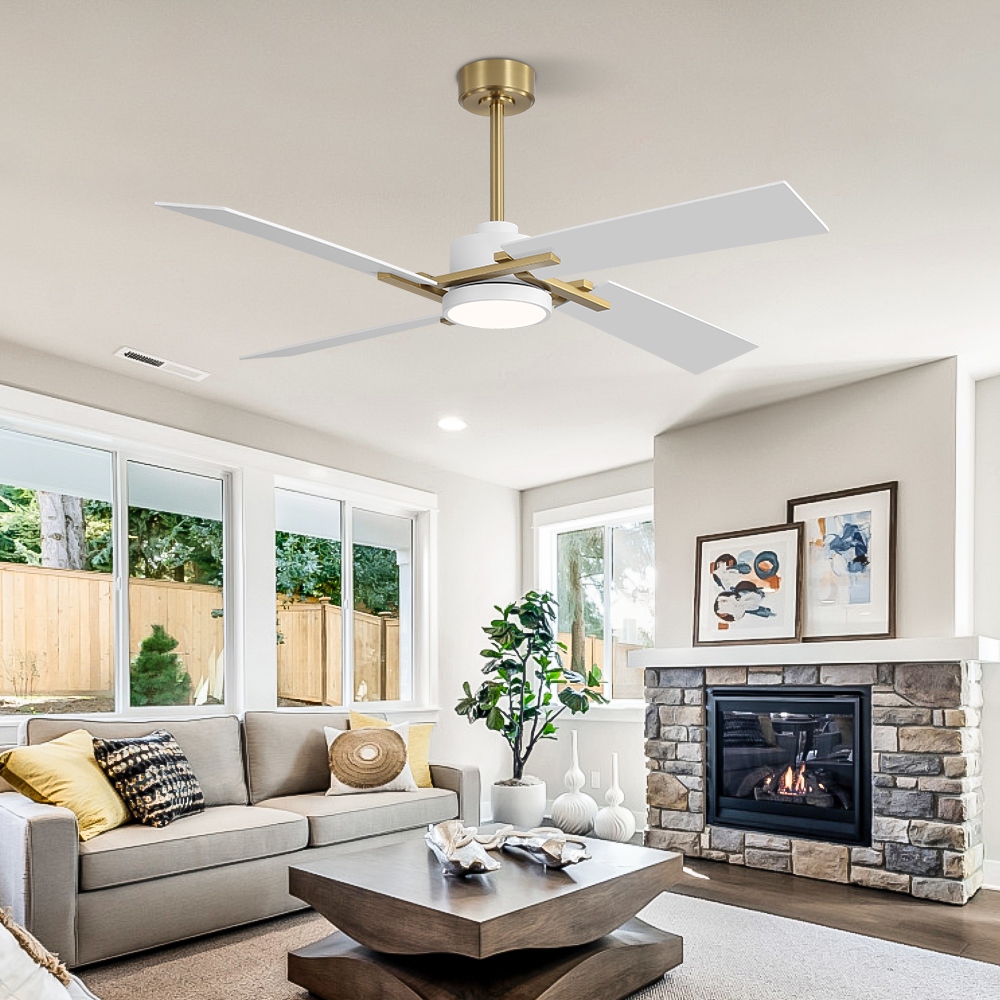 MLiAN 56 In./ 72 In. 4 Plywood Blades Indoor LED Light Ceiling Fan with Remote...