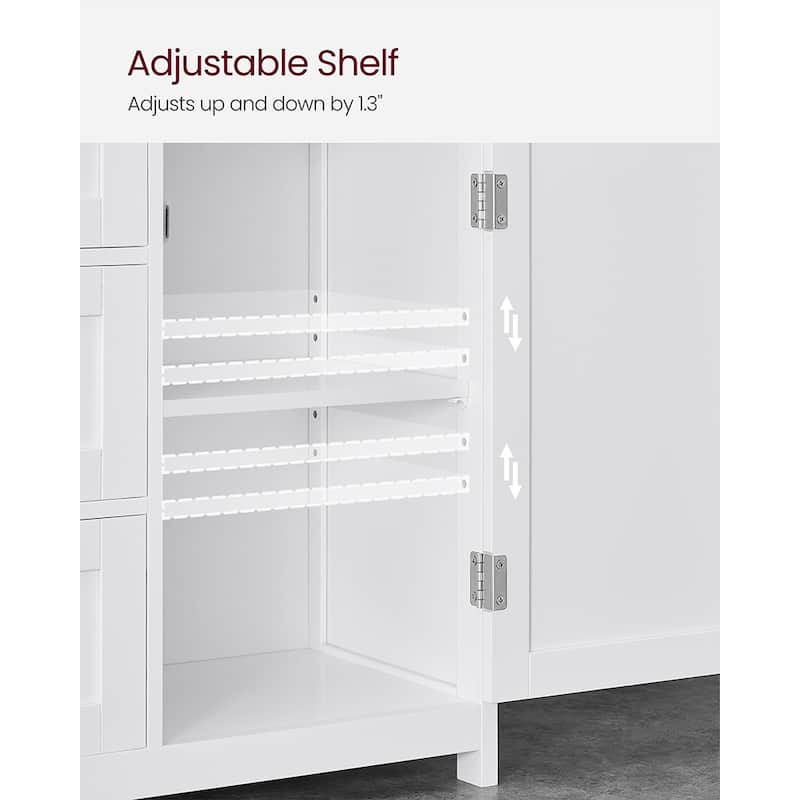 White Freestanding Bathroom Floor Storage Cabinet with Drawers and Adjustable Shelf - 11.8''D x 23.6''W x 31.5''H
