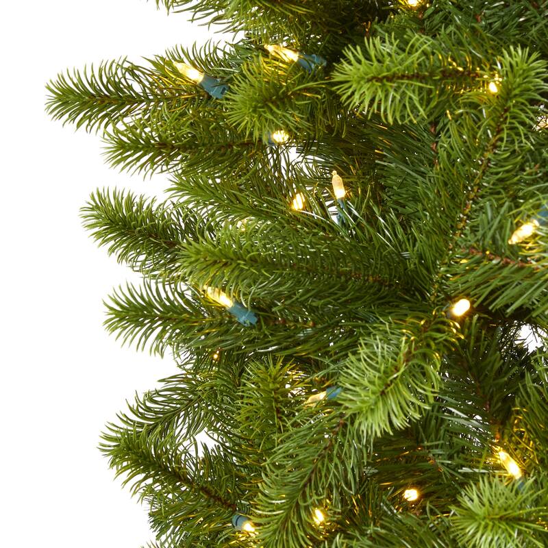 8' Slim Virginia Spruce Christmas Tree with 600 LED Lights - Green