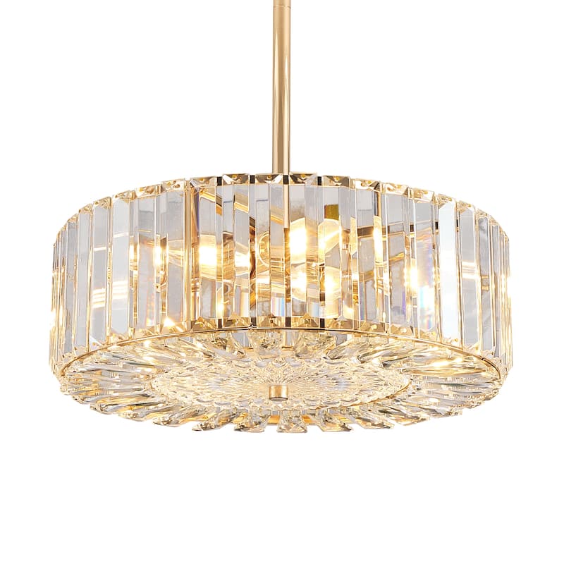 4 Lights Modern Crystal Chandelier Gold Round Semi Flush Mount Ceiling Light Fixture Farmhouse Chandelier