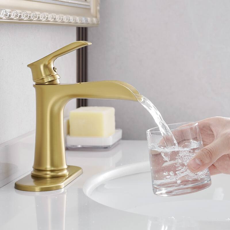 Topcraft Single Handle Waterfall Bathroom Faucet with Baseplate