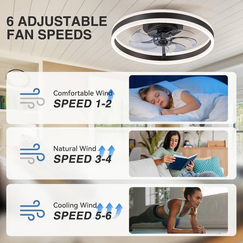 20"/23" Low Profile Dimmable Smart Ceiling Fan with Lights and Remote(6/7 ABS Blades)