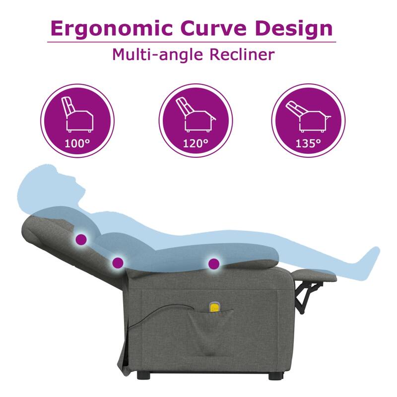 vidaXL Massage Recliner Electric Massaging Recliner Chair for Elderly Fabric - 29.1" x 39" x 40.2"