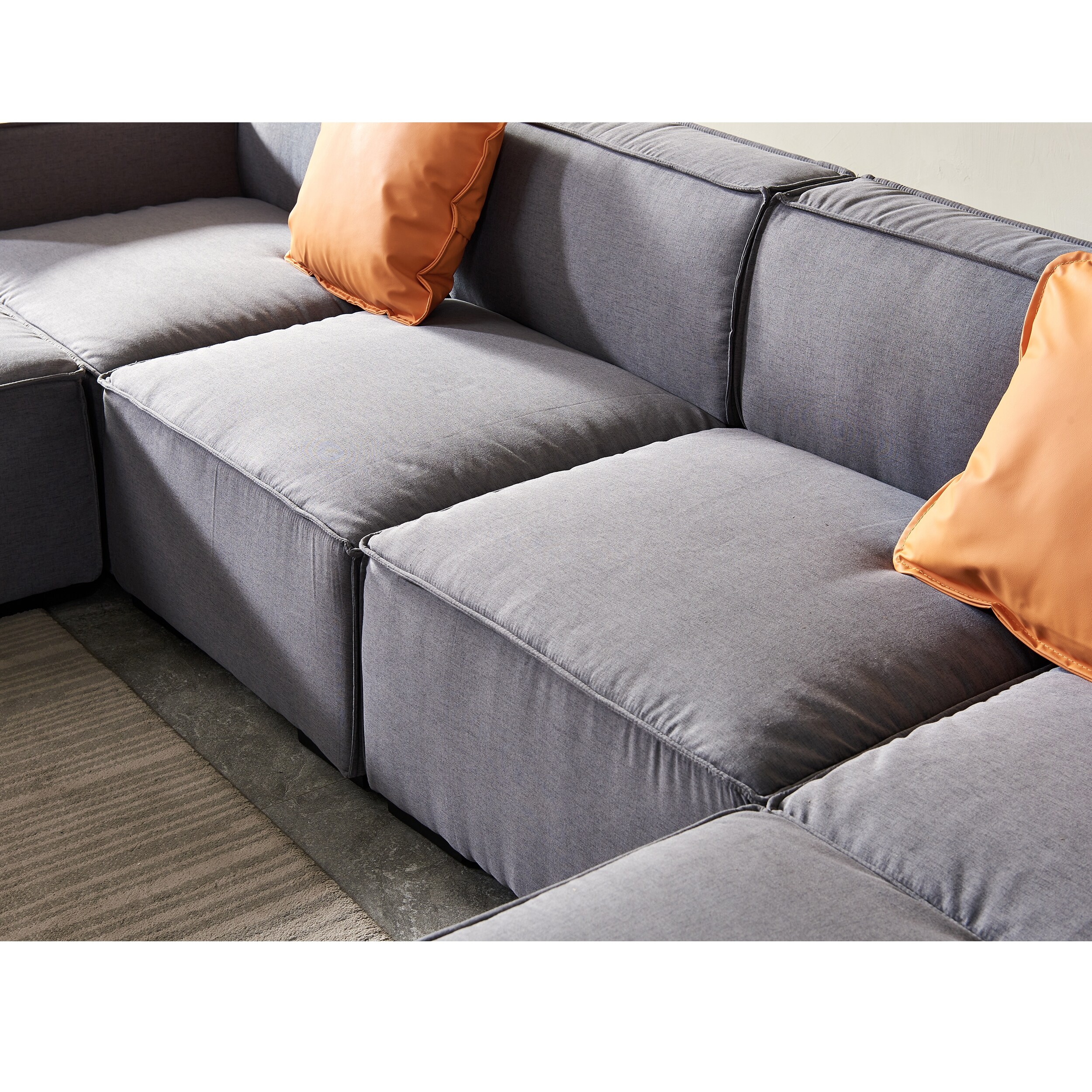 Two Seater Modular Sectional Sofa Linen Fabric Sofa Couch with Ottoman, Seat  Cushion and Back Cushion Removable and Washable - Yahoo Shopping