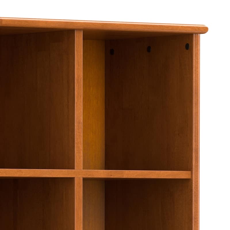 WYNDENHALL Tierney 42"Wide Solid Hardwood Mid-Century Storage Bookcase in Teak Brown -  42" W x 15.5" D x 58" H