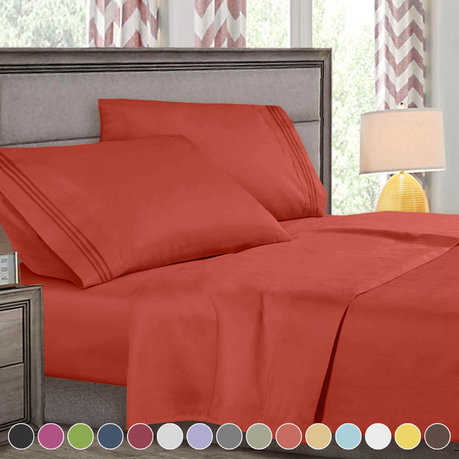 4 Pcs Deluxe Deep Pocket Bed Sheet Set in Queen Size-image