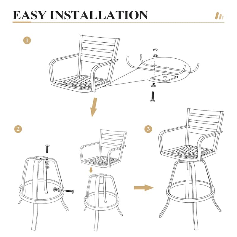 Crestlive Outdoor Cast Aluminum Swivel Bar Stool with Sunbrella Cushion - 18.5" W x 18.5" D x 45.67" H