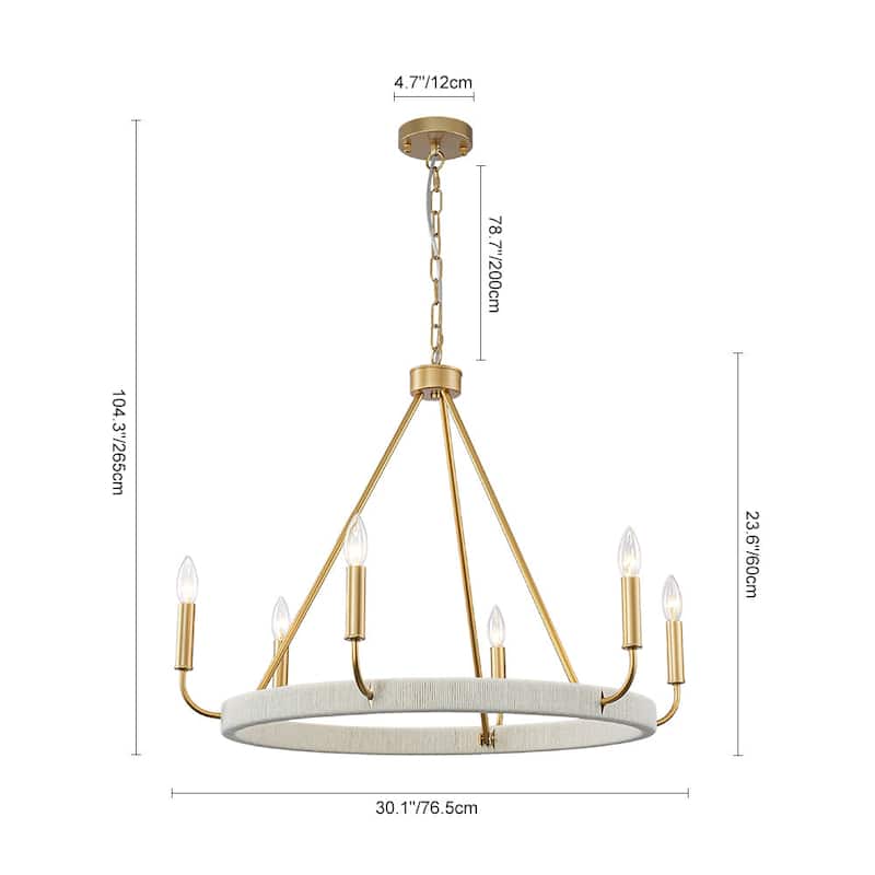 Modern Lodge 6-Light Candle-style Circular Chandelier - 30.1 in