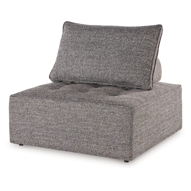 Lily 38 Inch Outdoor Lounge Chair, Armless Cushioned Seat, Brown Finish