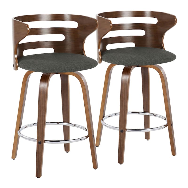 Carson Carrington Cranagh 26" Fixed-Height Counter Stool with Bent Wood Legs (Set of 2)