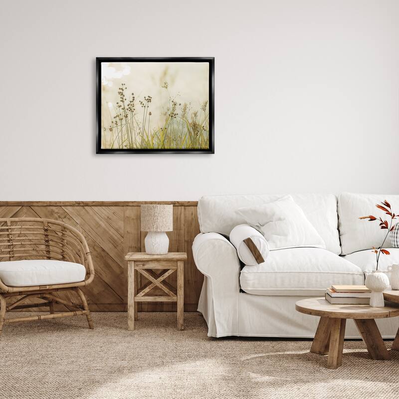 Stupell Rural Country Grasses Framed Floater Canvas Wall Art Design by Erin Marie